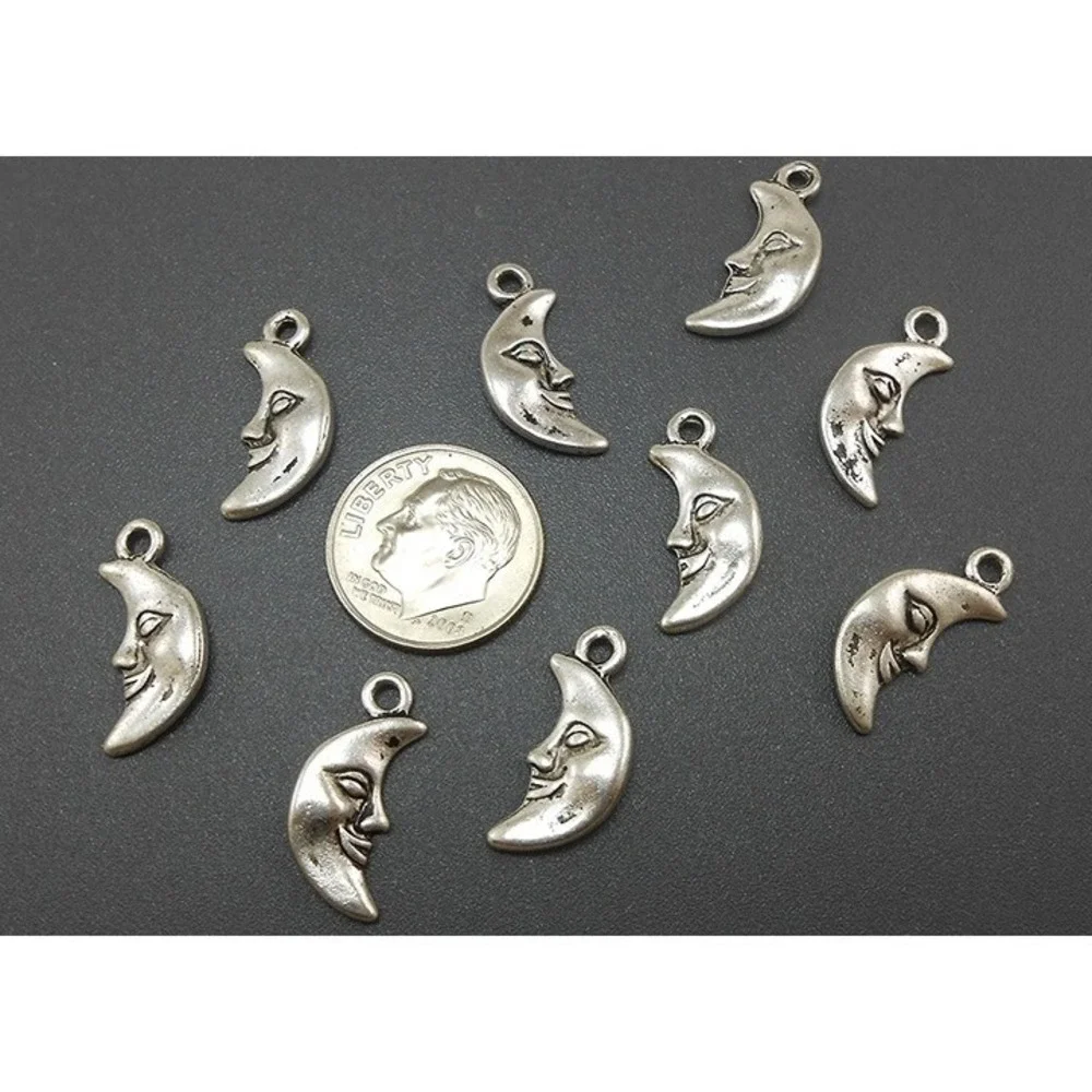 8pcs Man in the Moon‎ Charms silver tone crescent jewelry making supplies